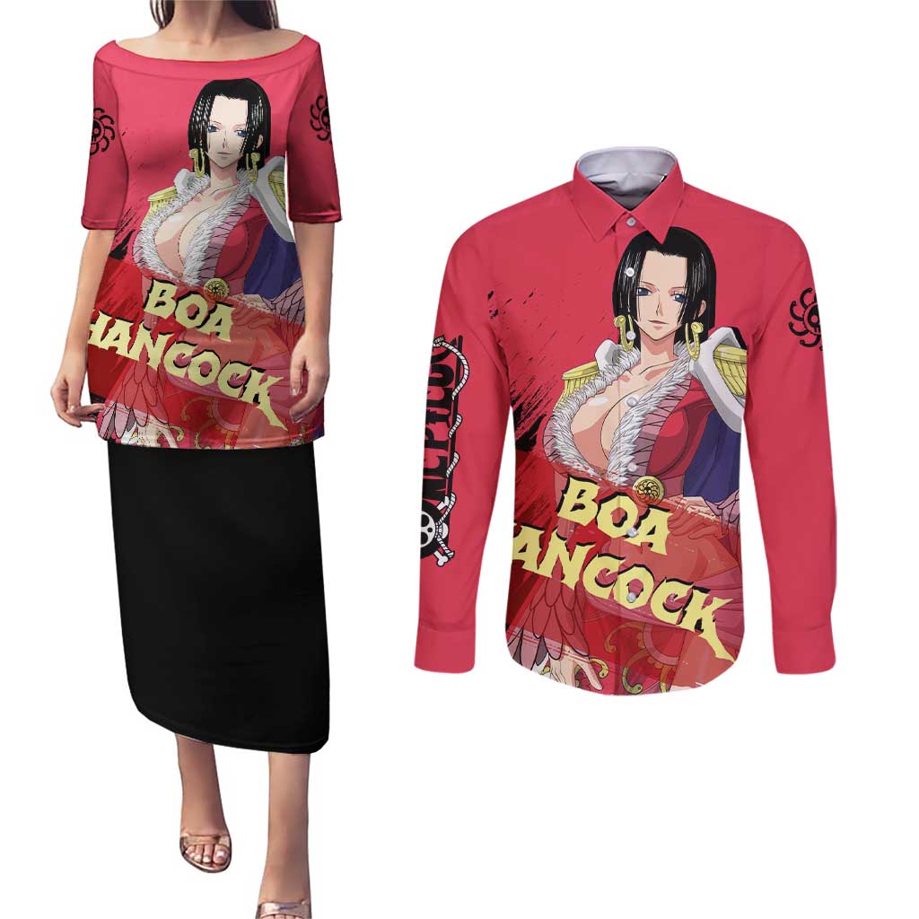 Boa Hancock - One Piece Couples Matching Puletasi and Long Sleeve Button Shirt Anime Style