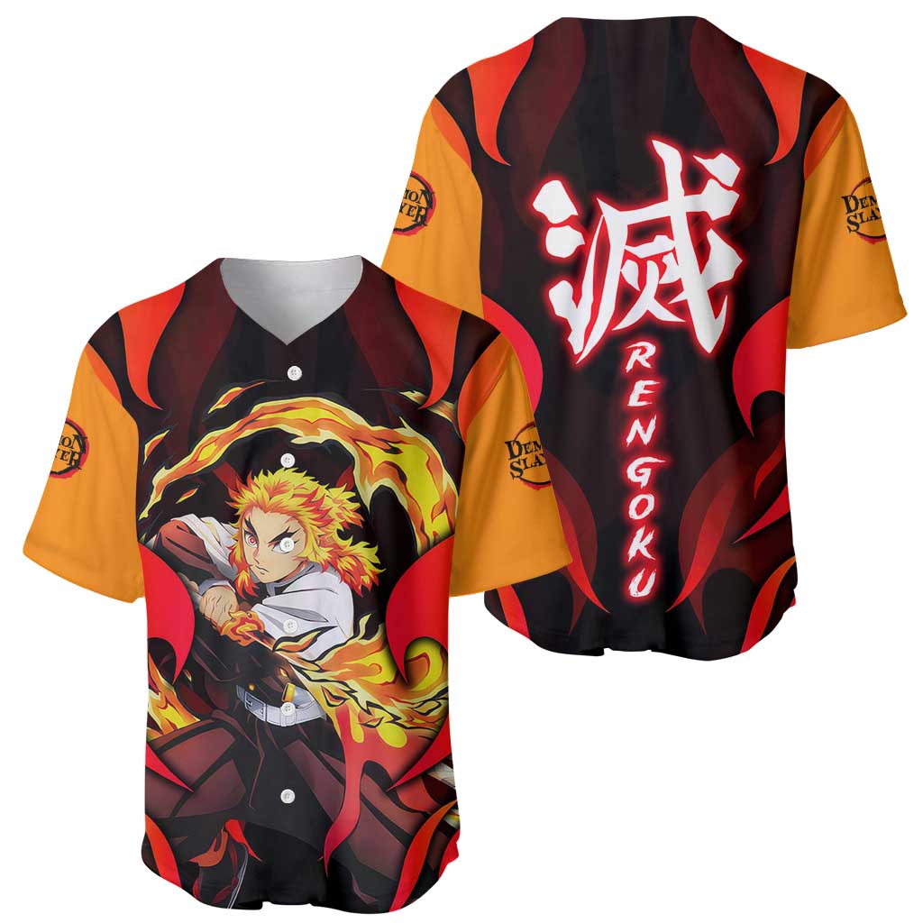 Rengoku Kyojuro - Demon Slayer Baseball Jersey Anime Style - The Mazicc