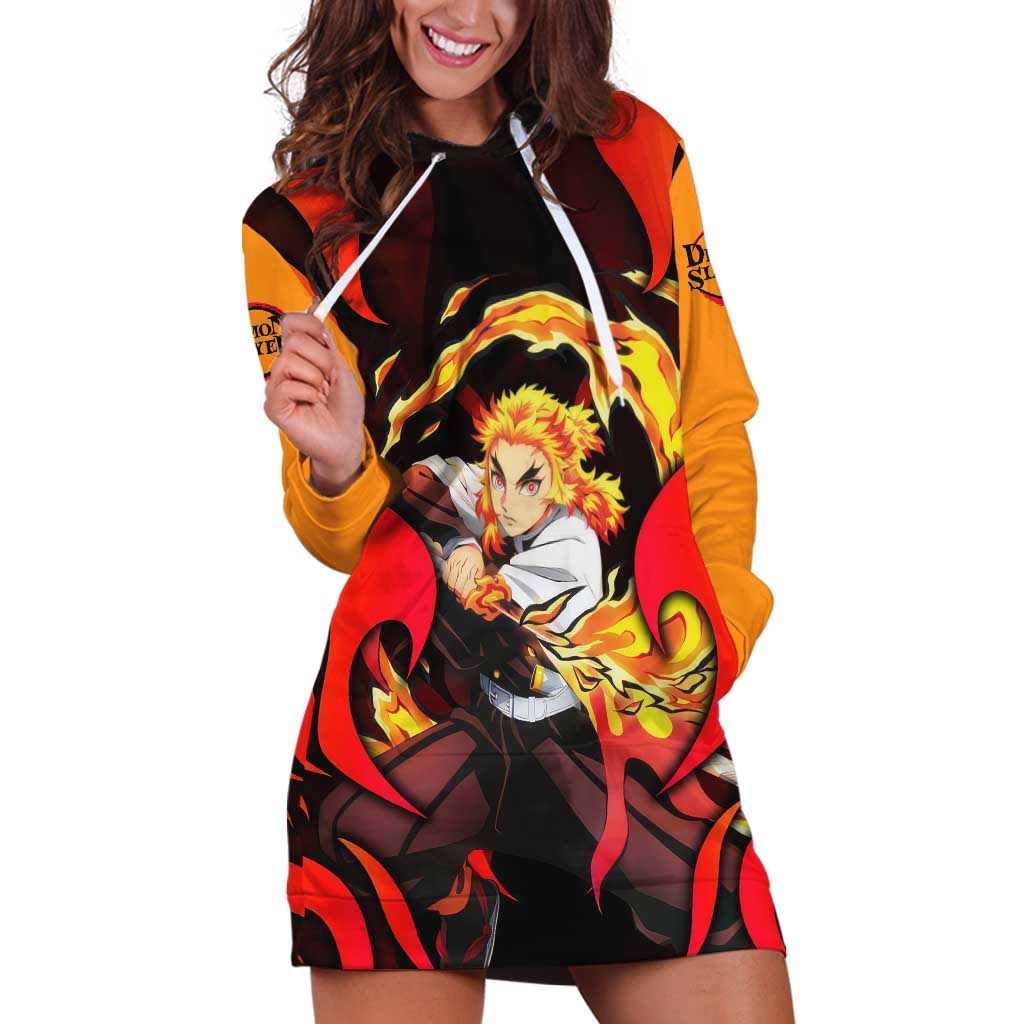 Rengoku Kyojuro - Demon Slayer Hoodie Dress Anime Style - The Mazicc