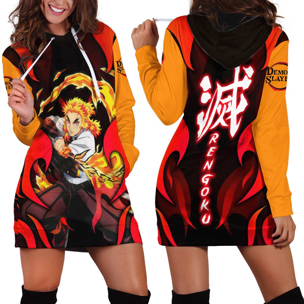 Rengoku Kyojuro - Demon Slayer Hoodie Dress Anime Style - The Mazicc