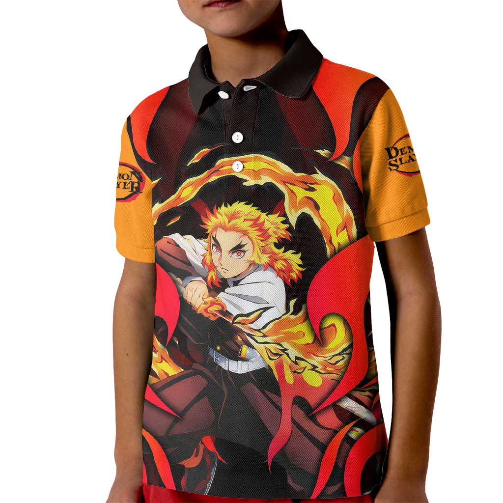Rengoku Kyojuro - Demon Slayer Kid Polo Shirt Anime Style - The Mazicc