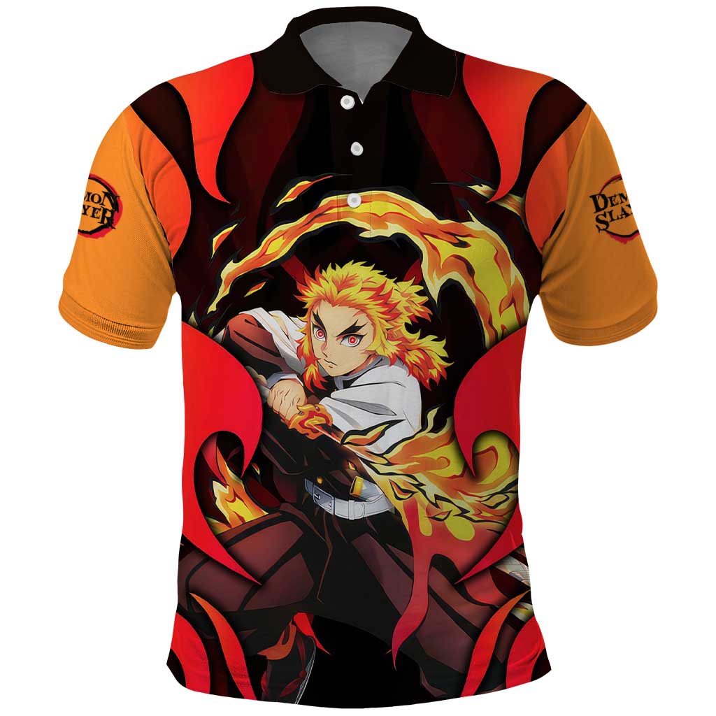 Rengoku Kyojuro - Demon Slayer Polo Shirt Anime Style - The Mazicc