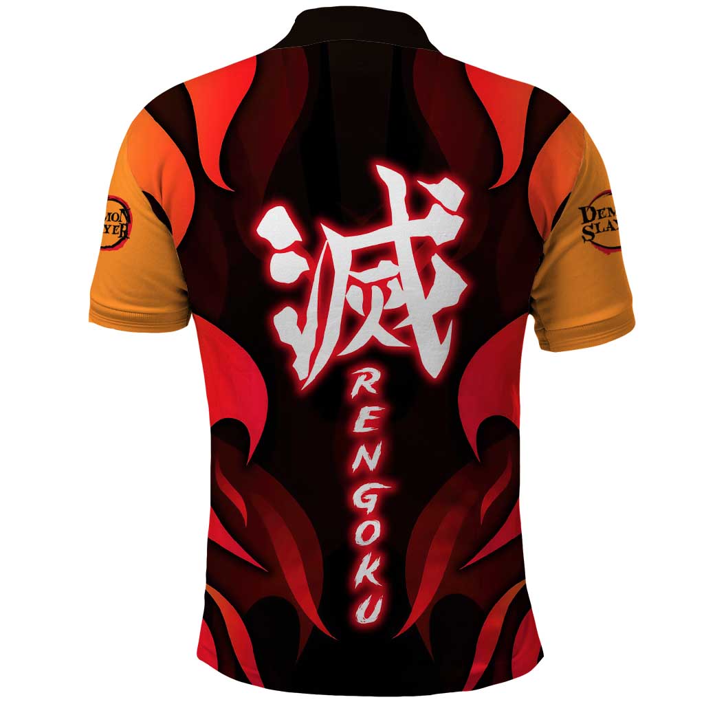 Rengoku Kyojuro - Demon Slayer Polo Shirt Anime Style - The Mazicc