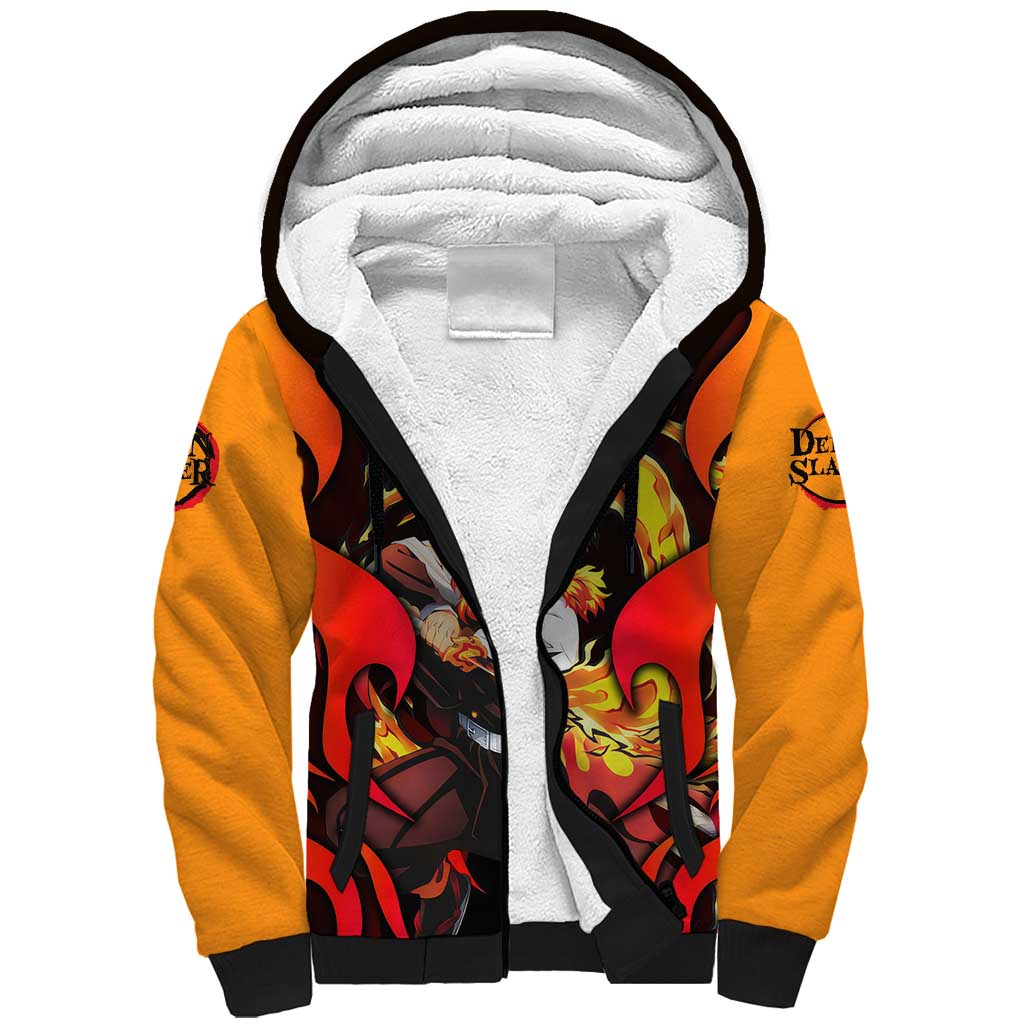 Rengoku Kyojuro - Demon Slayer Sherpa Hoodie Anime Style - The Mazicc