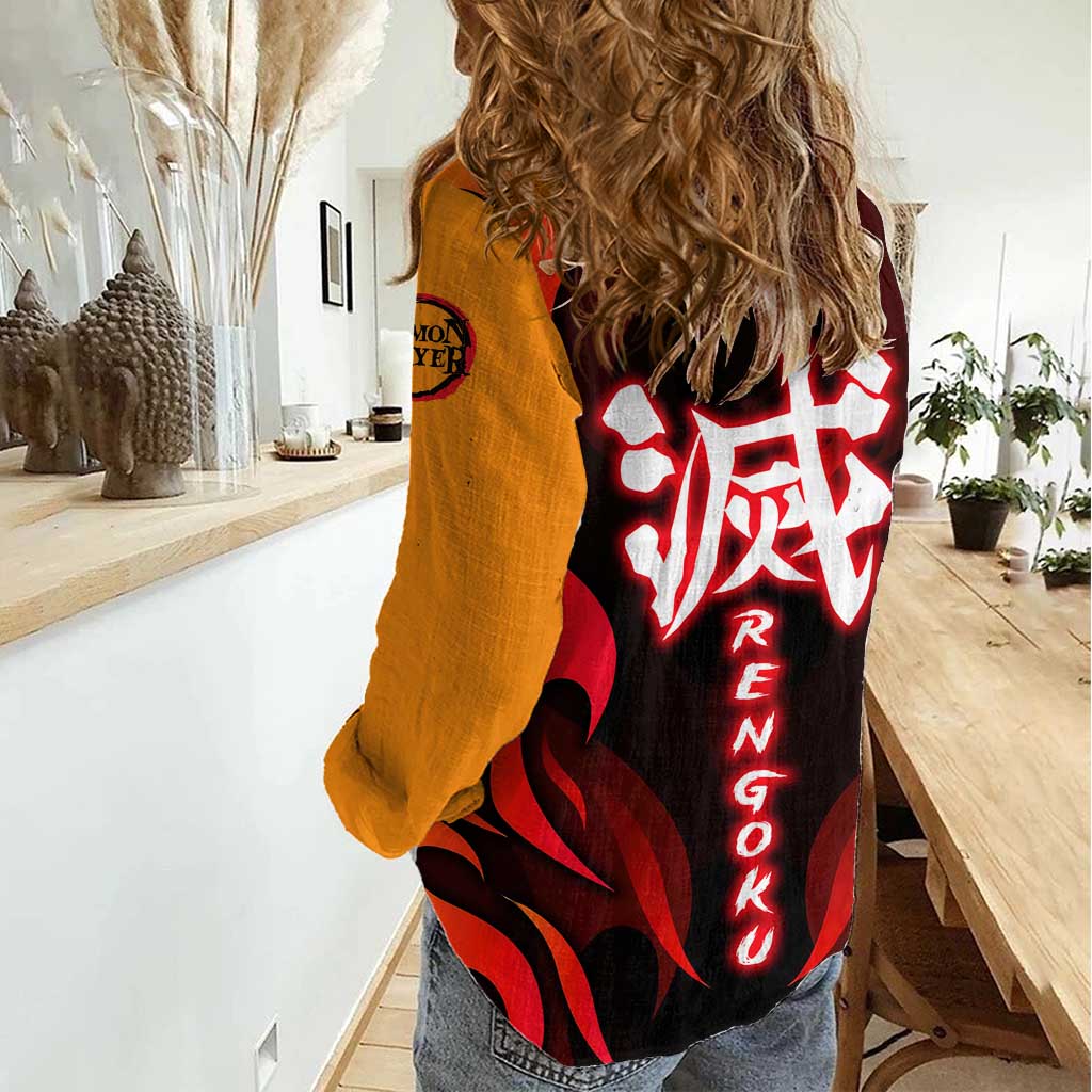 Rengoku Kyojuro - Demon Slayer Women Casual Shirt Anime Style - The Mazicc