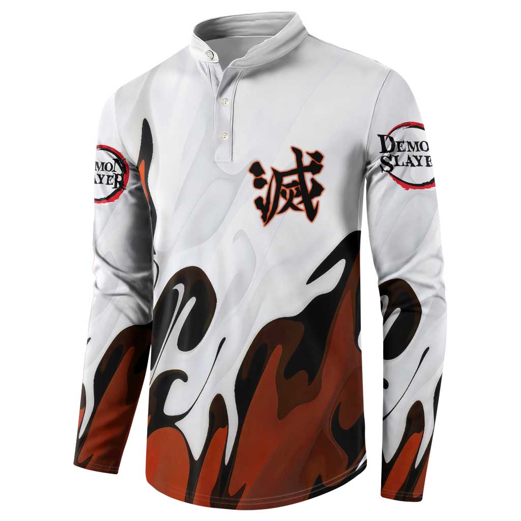 Rengoku Kyojuro - Demon Slayer Button Sweatshirt Anime Style