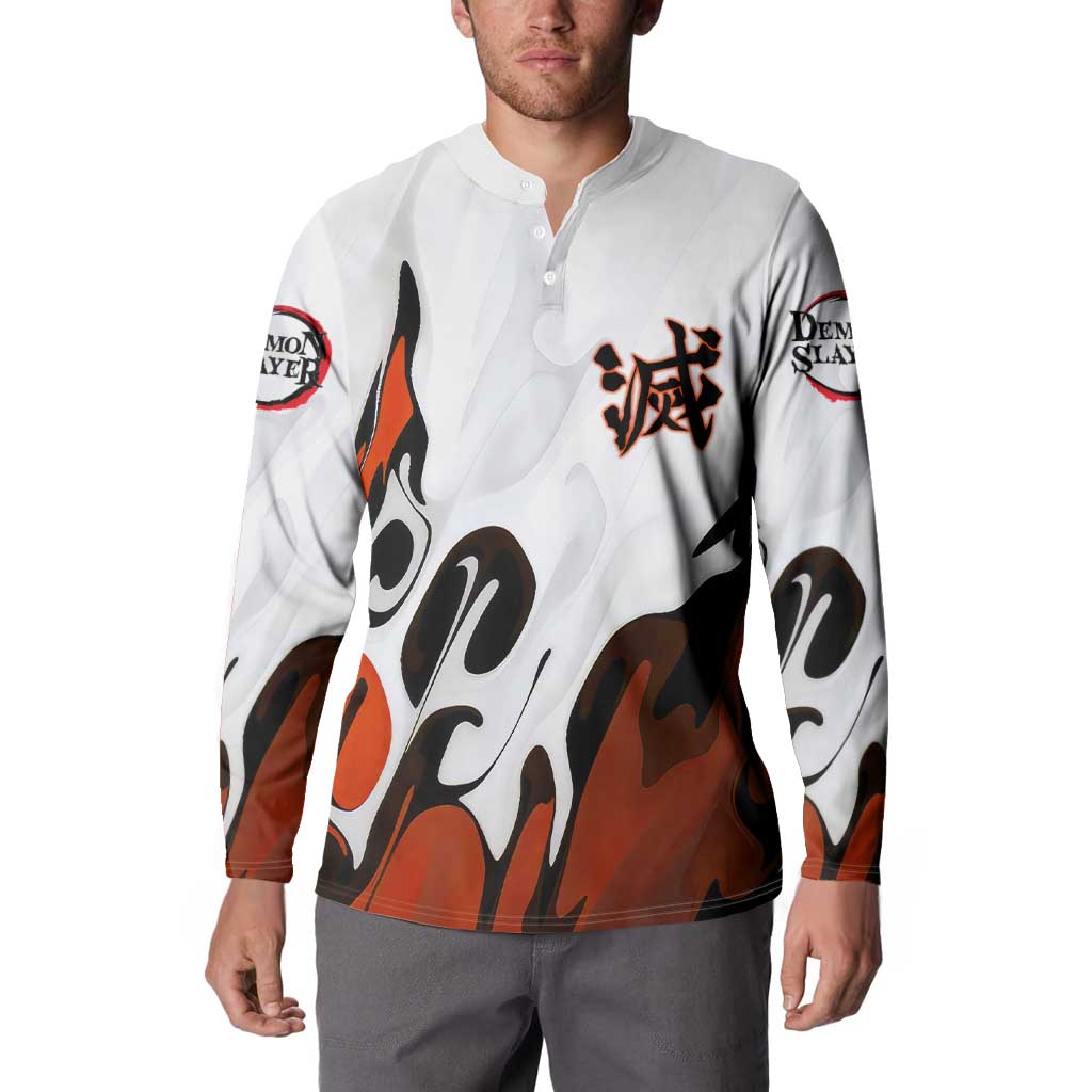 Rengoku Kyojuro - Demon Slayer Button Sweatshirt Anime Style