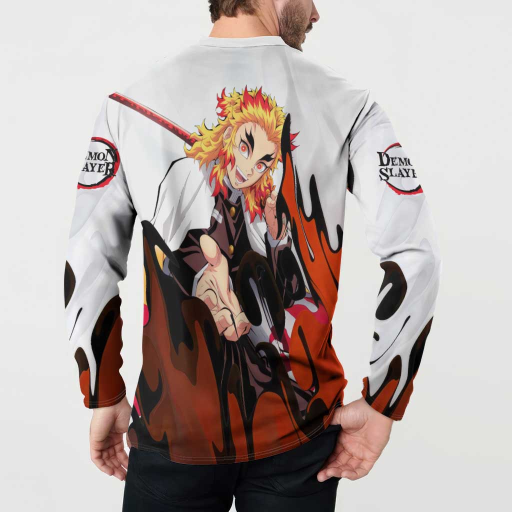Rengoku Kyojuro - Demon Slayer Button Sweatshirt Anime Style