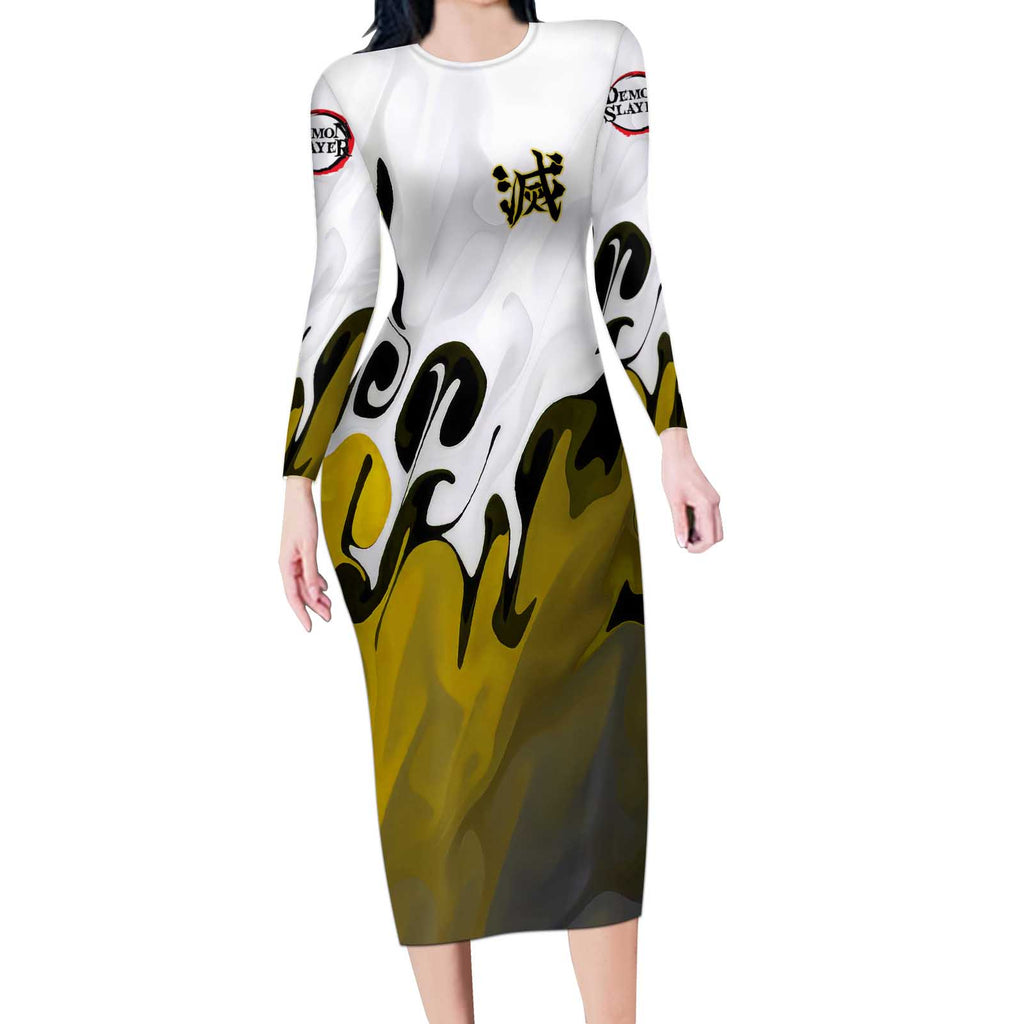 Zenitsu - Demon Slayer Long Sleeve Bodycon Dress Anime Style
