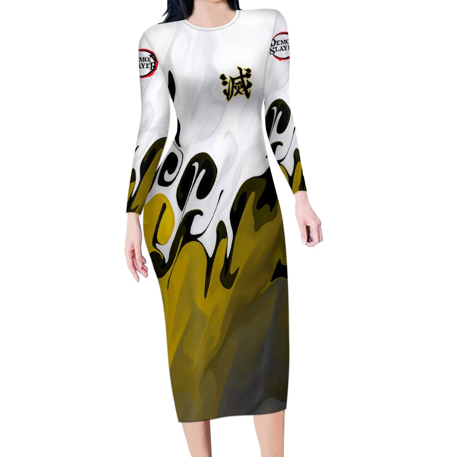 Zenitsu - Demon Slayer Long Sleeve Bodycon Dress Anime Style