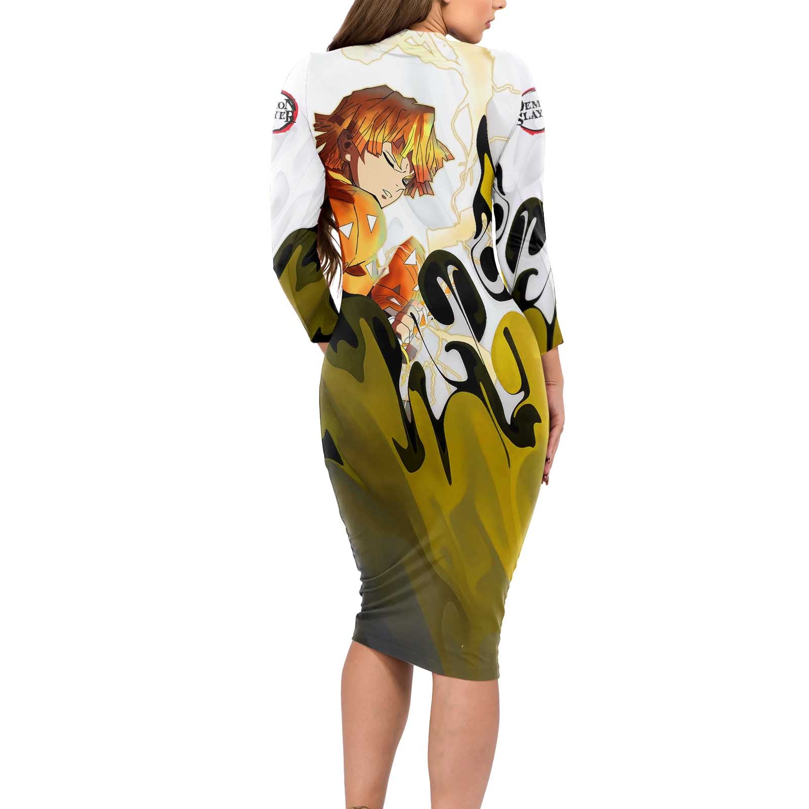 Zenitsu - Demon Slayer Long Sleeve Bodycon Dress Anime Style