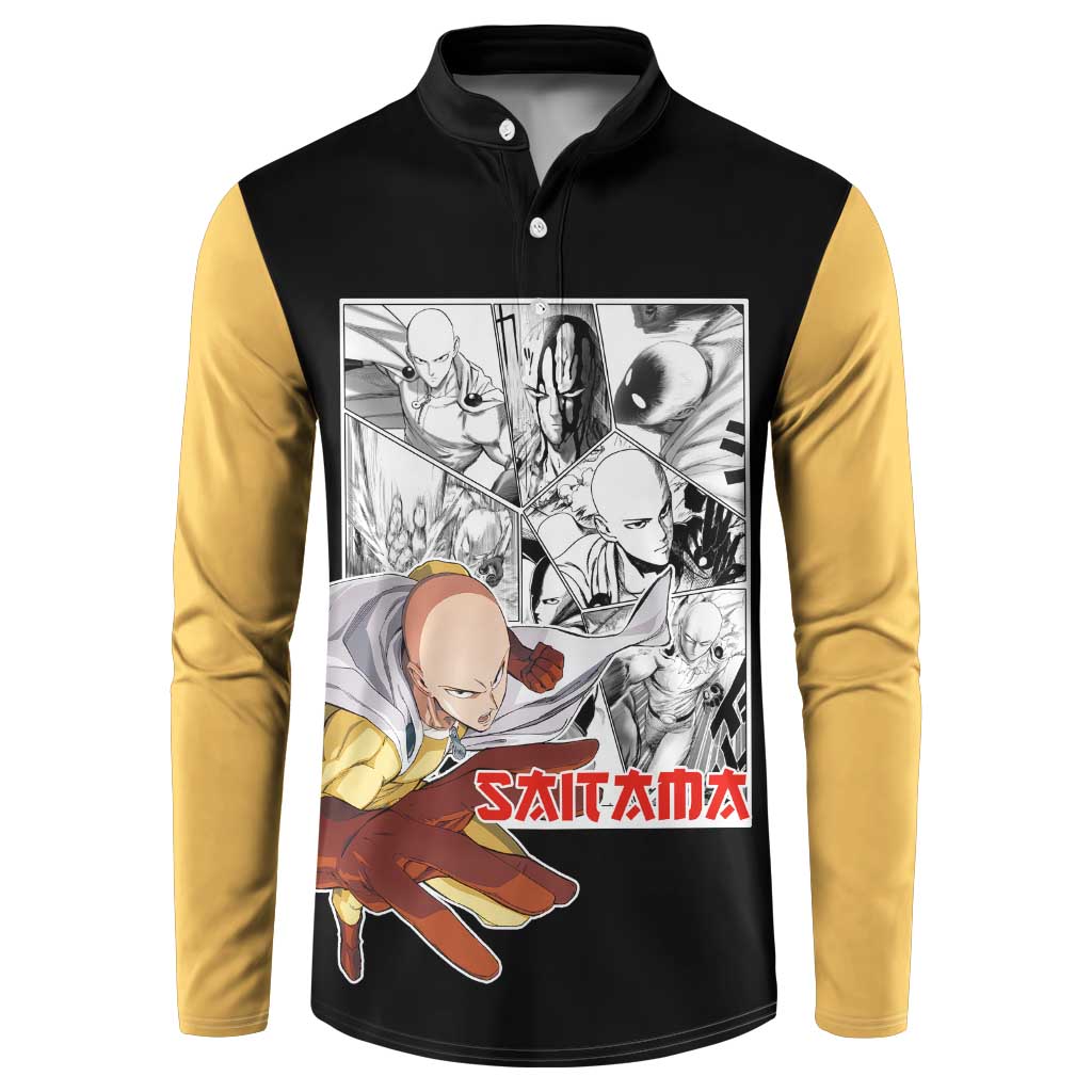 Saitama - One Punch Man Button Sweatshirt Anime Mix Manga Style