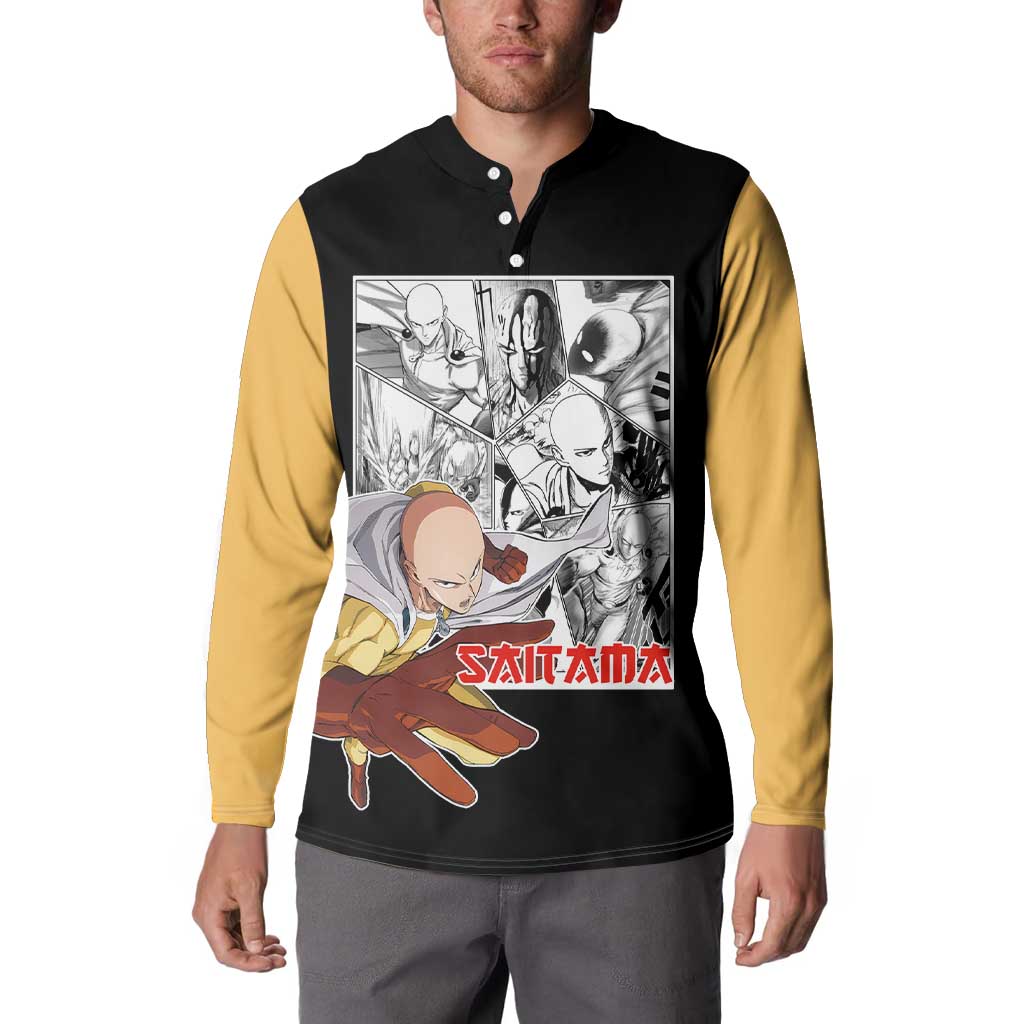 Saitama - One Punch Man Button Sweatshirt Anime Mix Manga Style