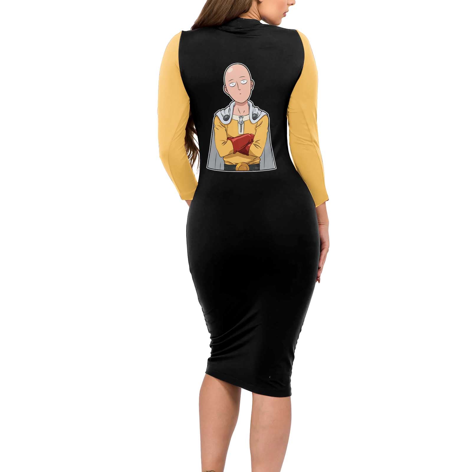 Saitama - One Punch Man Long Sleeve Bodycon Dress Anime Mix Manga Style