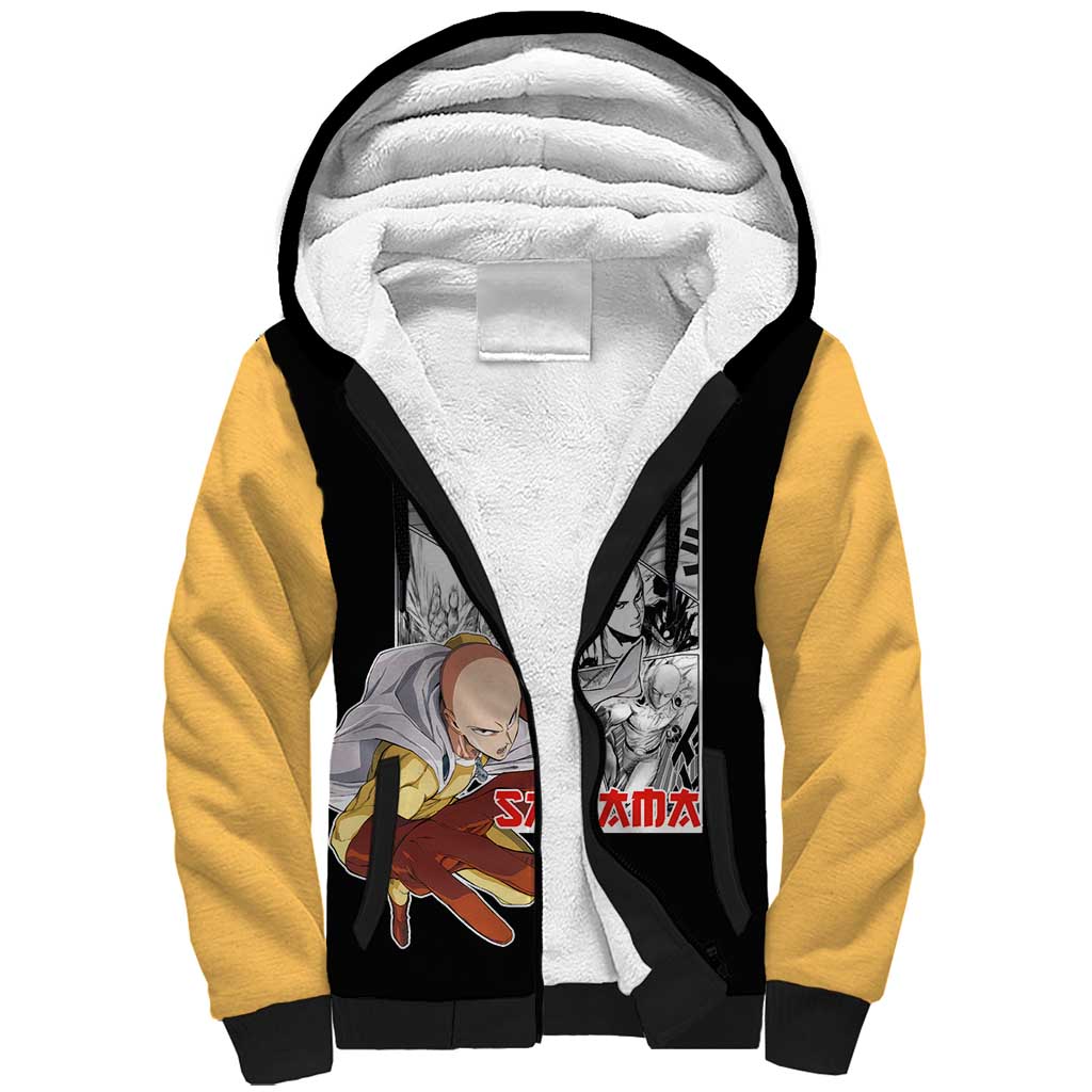 Saitama - One Punch Man Sherpa Hoodie Anime Mix Manga Style