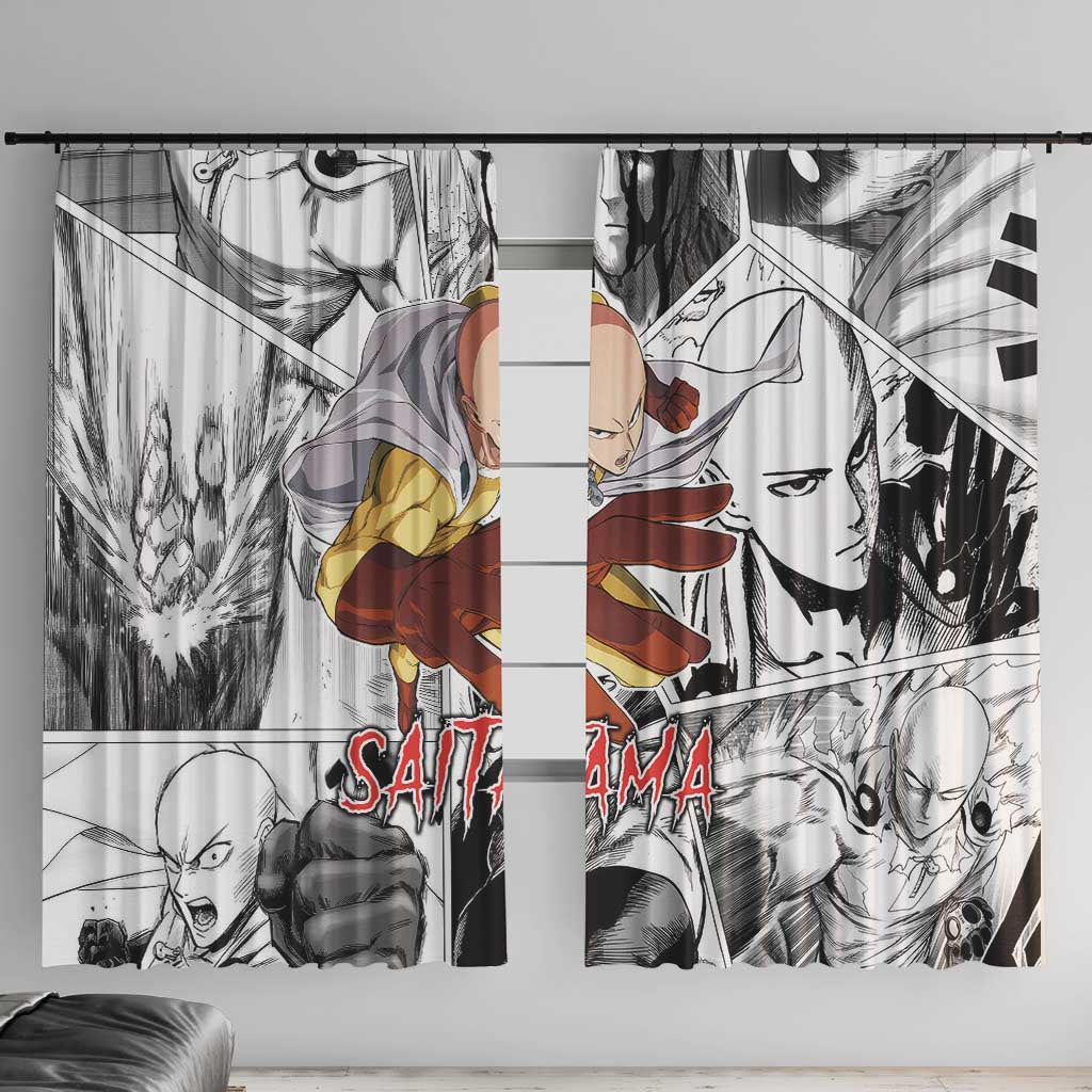 Saitama - One Punch Man Window Curtain Anime Mix Manga Style
