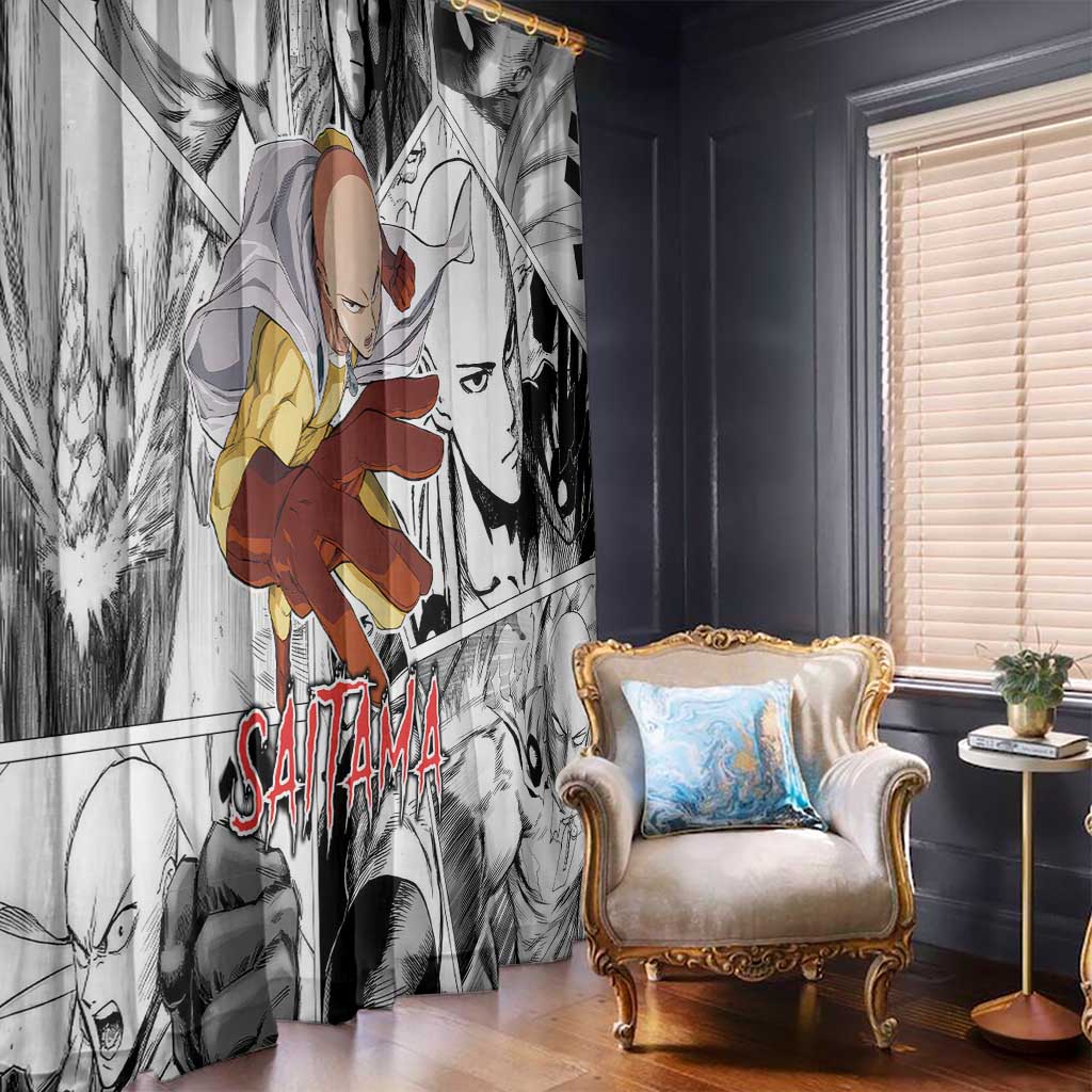 Saitama - One Punch Man Window Curtain Anime Mix Manga Style