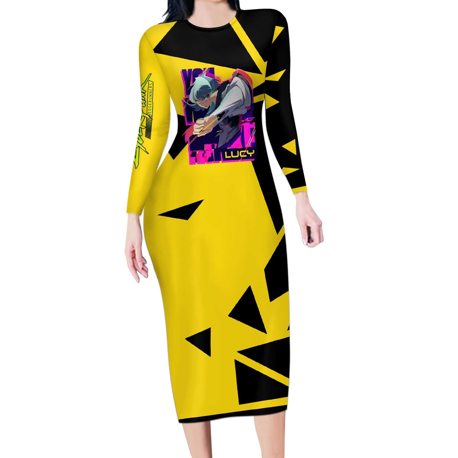 Lucy - Cyberpunk Edgerunners Long Sleeve Bodycon Dress Anime Style