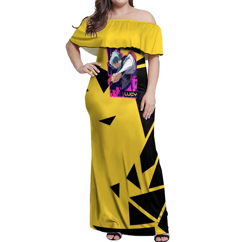 Lucy - Cyberpunk Edgerunners Off Shoulder Maxi Dress Anime Style