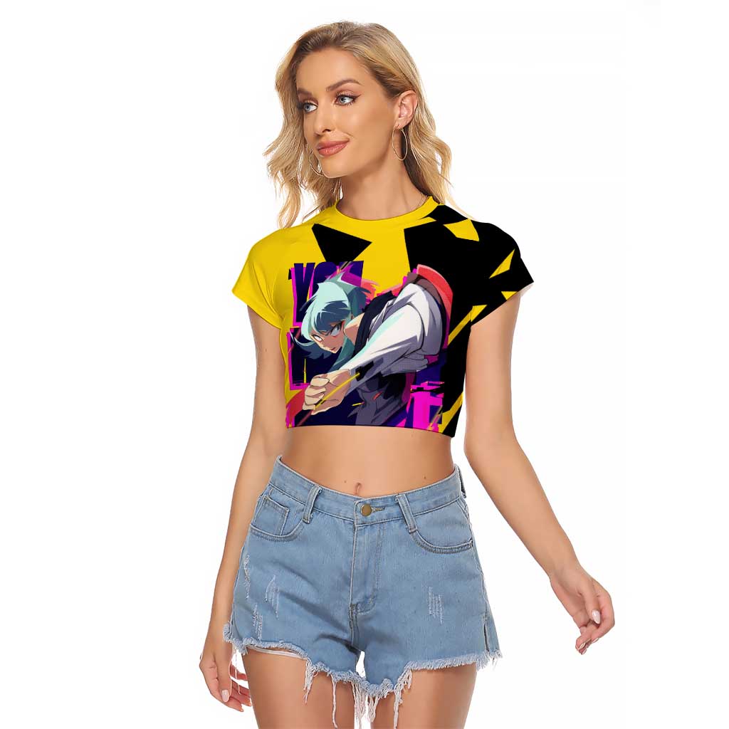 Lucy - Cyberpunk Edgerunners Raglan Cropped T Shirt Anime Style