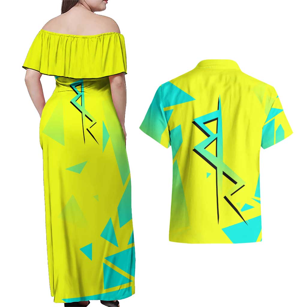 David and Lucy and Rebecca - Cyberpunk Edgerunners Couples Matching Off Shoulder Maxi Dress and Hawaiian Shirt Anime Style