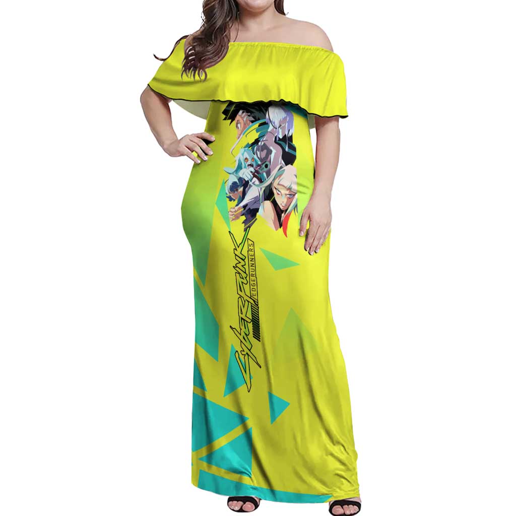 David and Lucy and Rebecca - Cyberpunk Edgerunners Off Shoulder Maxi Dress Anime Style