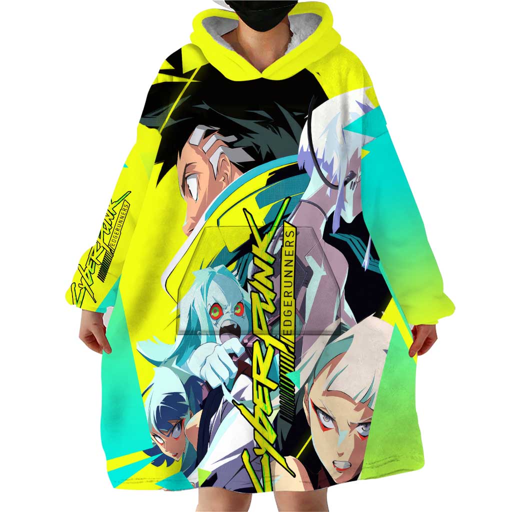 David and Lucy and Rebecca - Cyberpunk Edgerunners Wearable Blanket Hoodie Anime Style