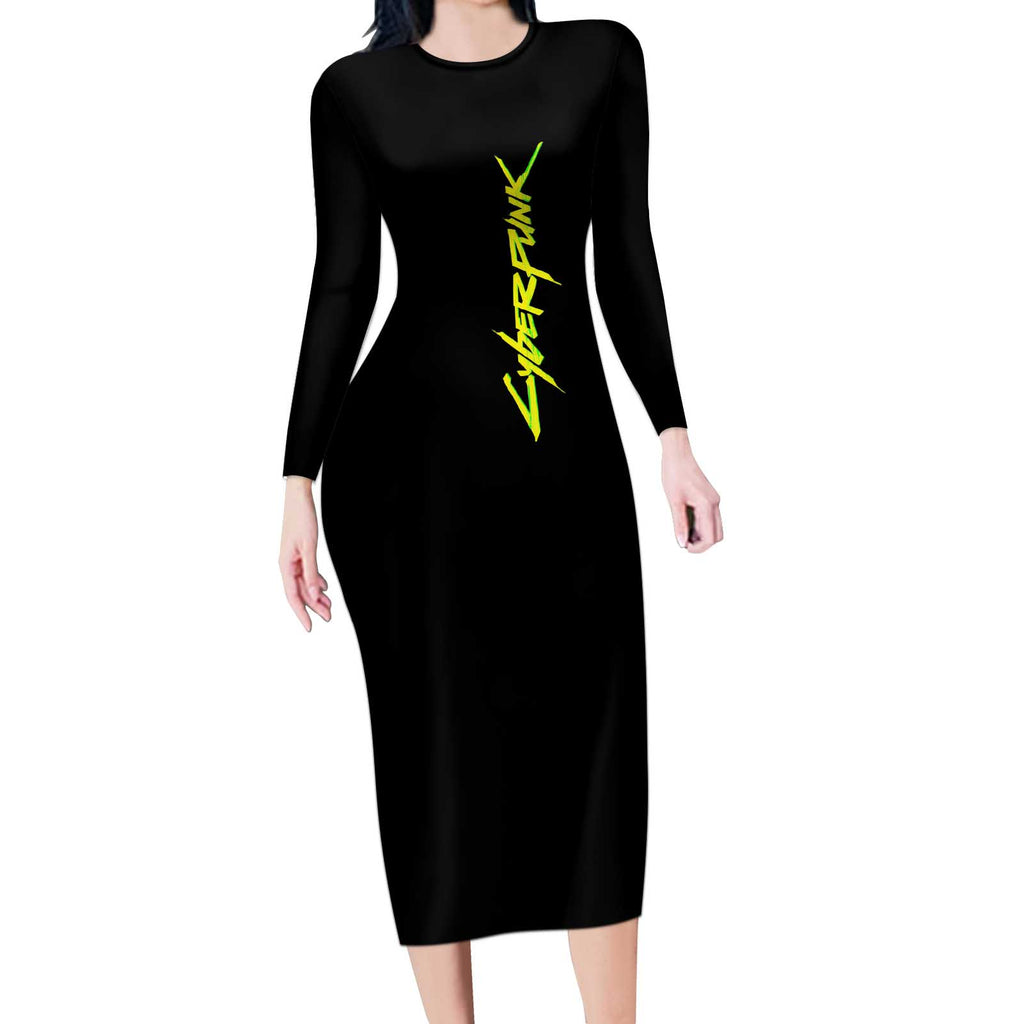 Samurai - Cyberpunk Long Sleeve Bodycon Dress Anime Style
