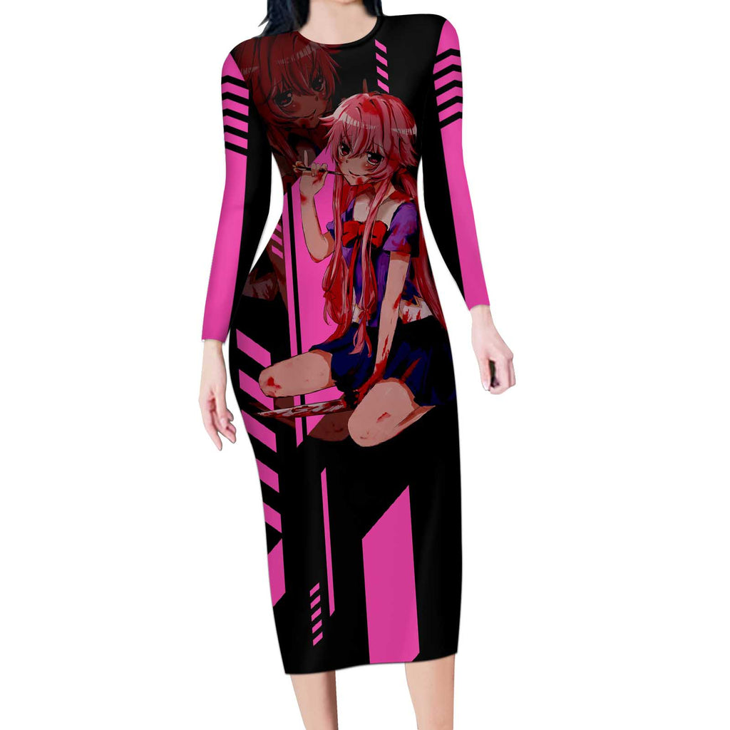 Mirai Nikki - Future Diary Long Sleeve Bodycon Dress Anime Style