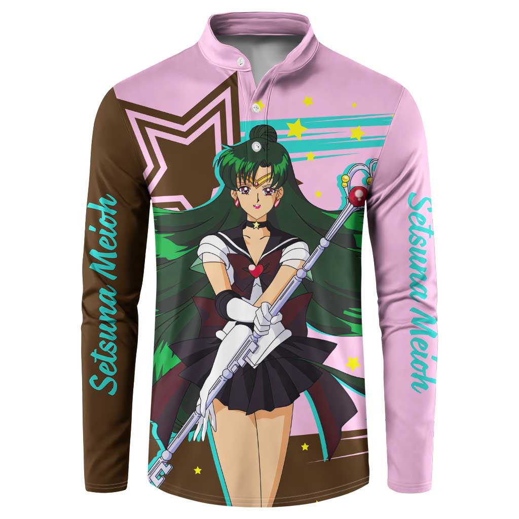 Sailor Pluto Setsuna Meioh - Sailpor Moon Button Sweatshirt Anime Style