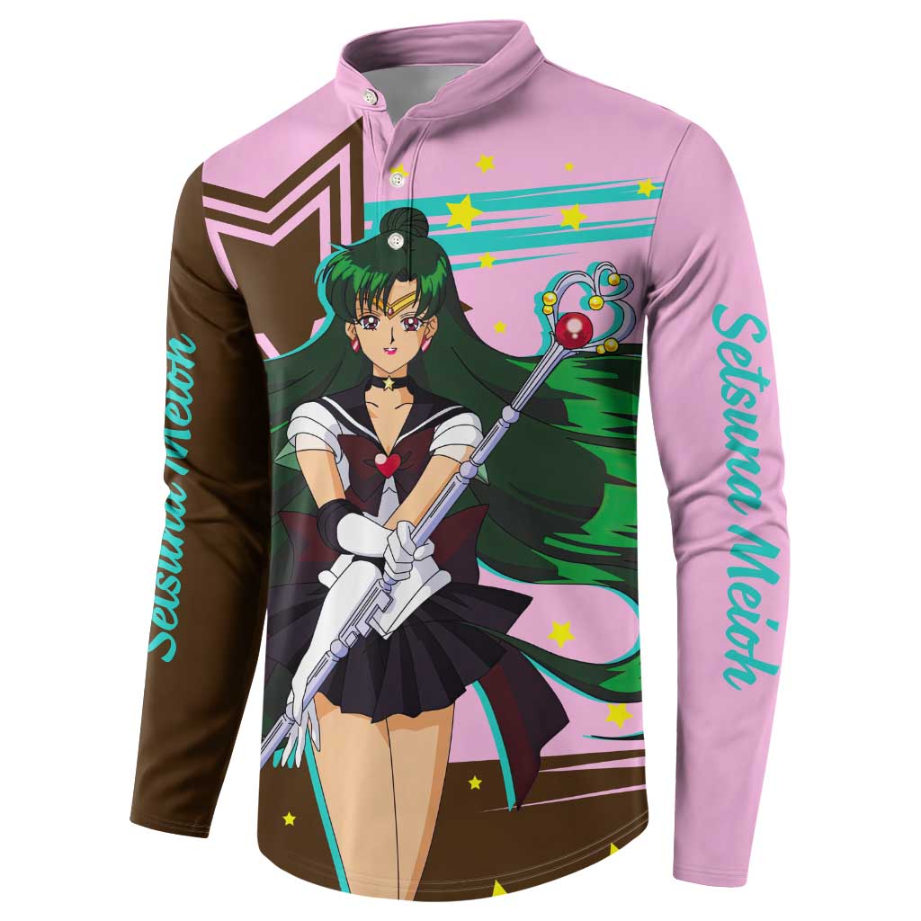 Sailor Pluto Setsuna Meioh - Sailpor Moon Button Sweatshirt Anime Style