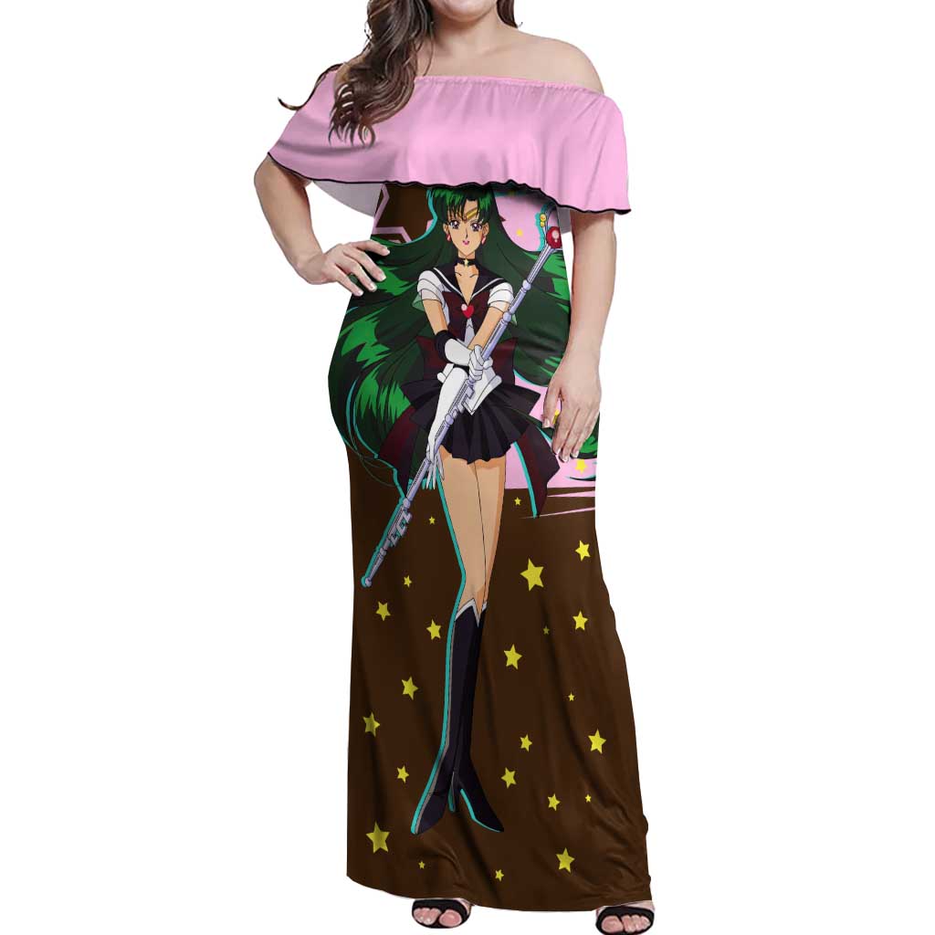 Sailor Pluto Setsuna Meioh - Sailpor Moon Off Shoulder Maxi Dress Anime Style