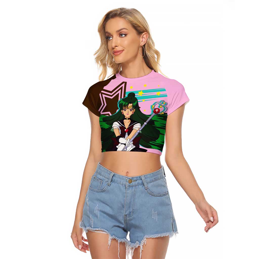 Sailor Pluto Setsuna Meioh - Sailpor Moon Raglan Cropped T Shirt Anime Style