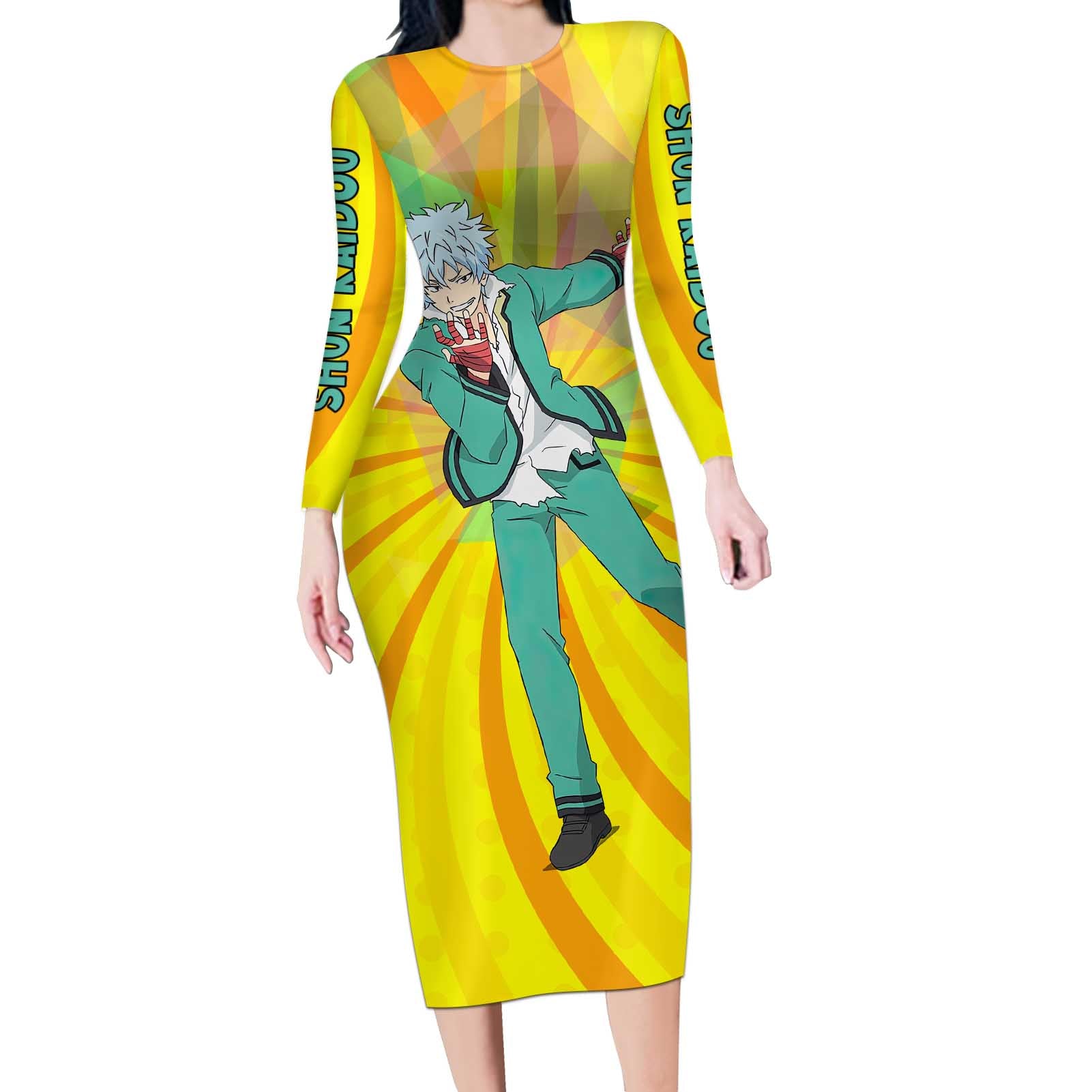 Shun Kaidou - Saiki K Long Sleeve Bodycon Dress Anime Style