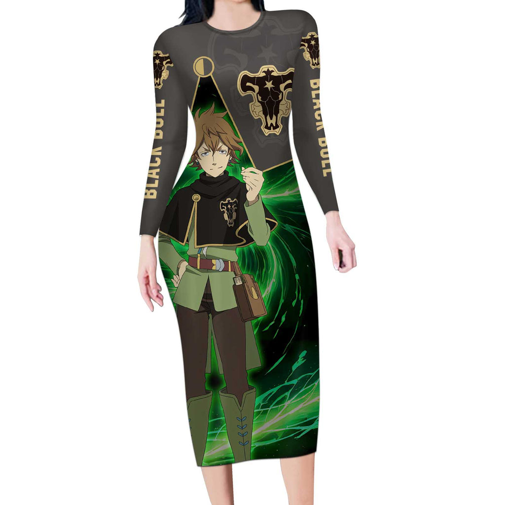 Black Bull Finral Roulacase - Black Clover Long Sleeve Bodycon Dress Anime Style