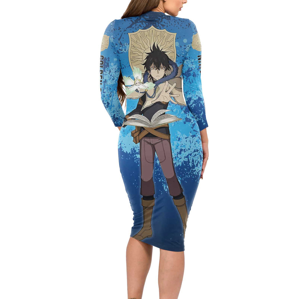 Golden Dawn Yuno - Black Clover M Long Sleeve Bodycon Dress Anime Style