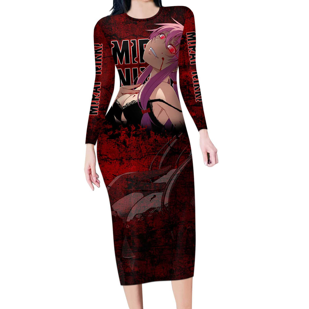 Yuno Gasai - Future Diary Long Sleeve Bodycon Dress Anime Style