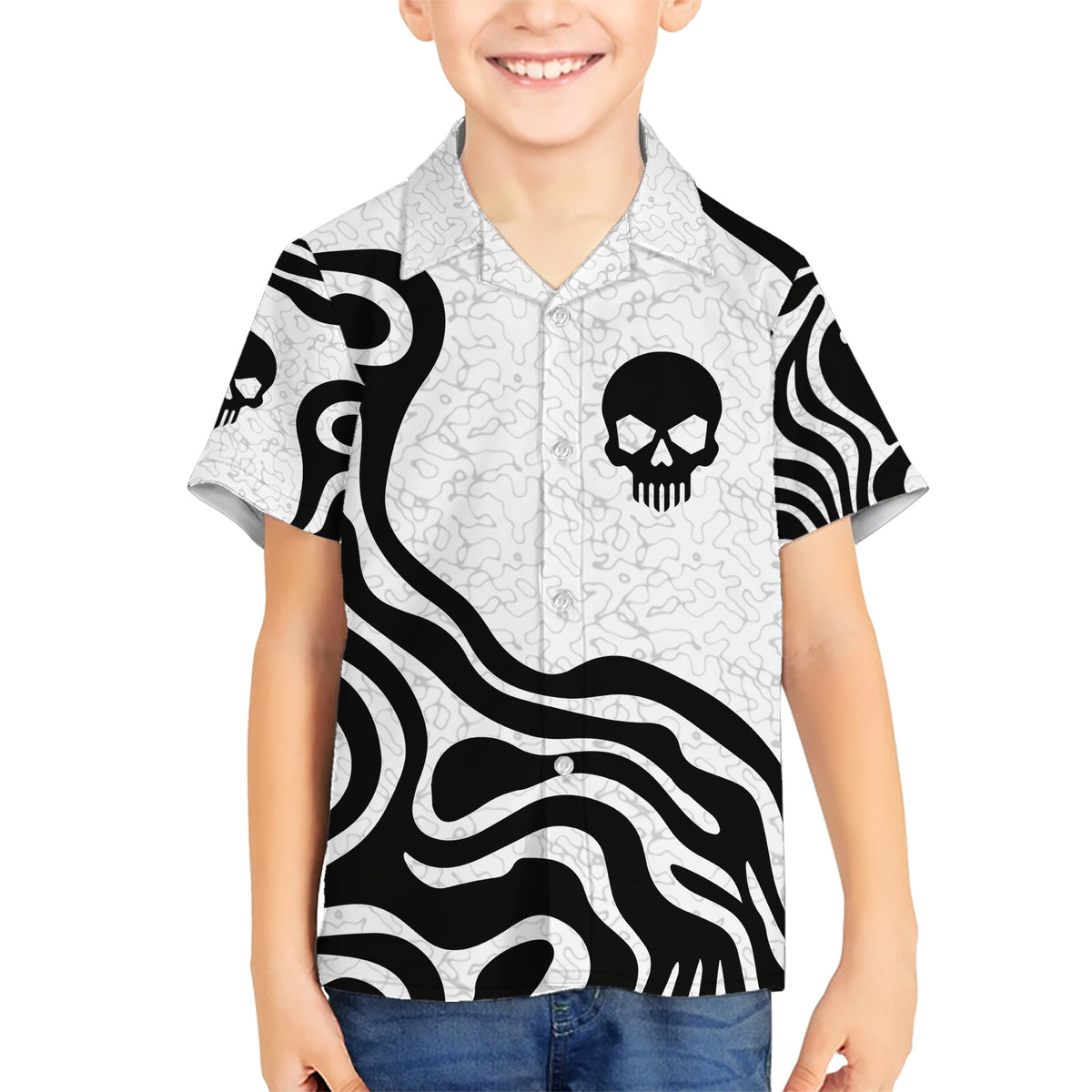 skull-family-matching-short-sleeve-bodycon-dress-and-hawaiian-shirt-born-to-die