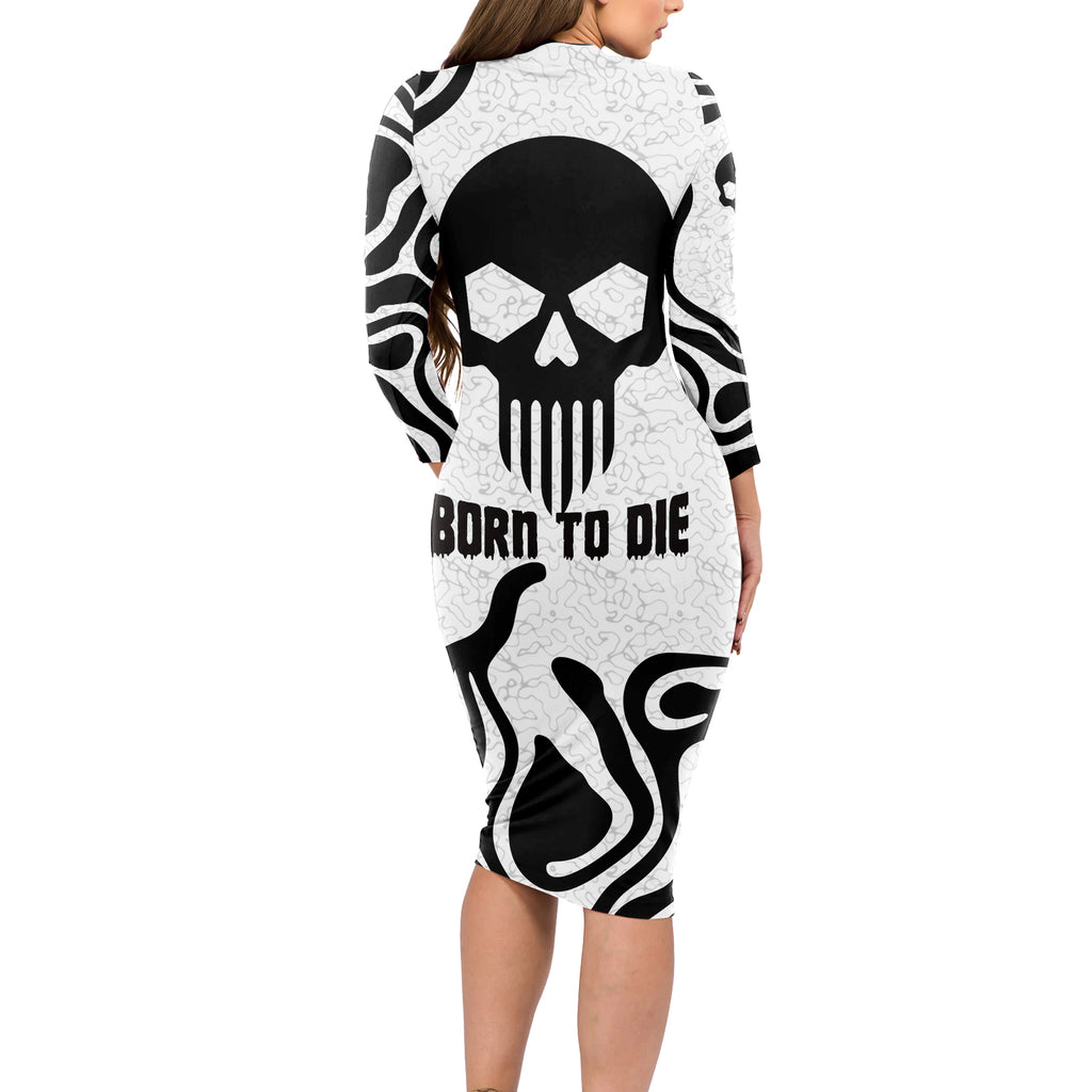 skull-long-sleeve-bodycon-dress-born-to-die