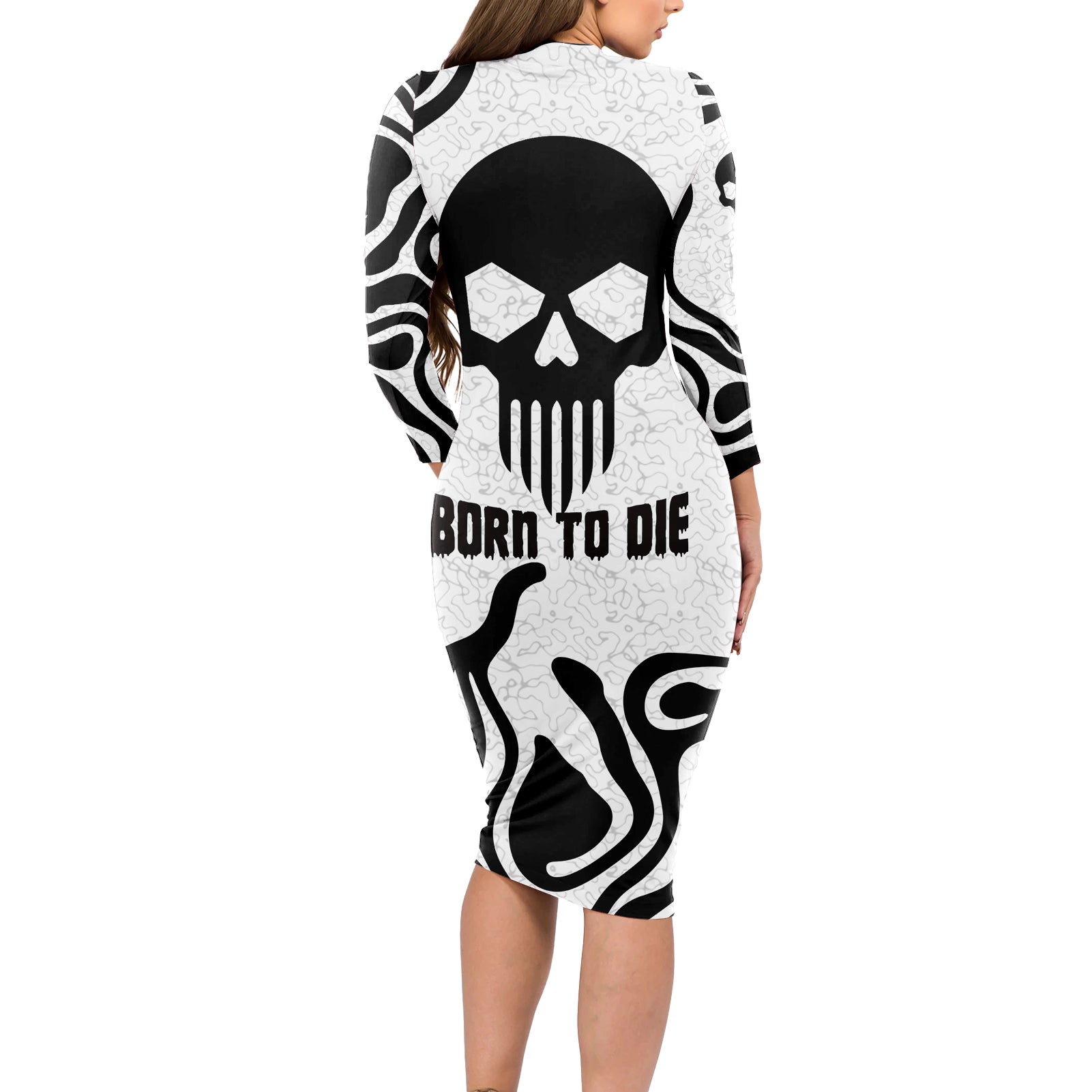 skull-long-sleeve-bodycon-dress-born-to-die