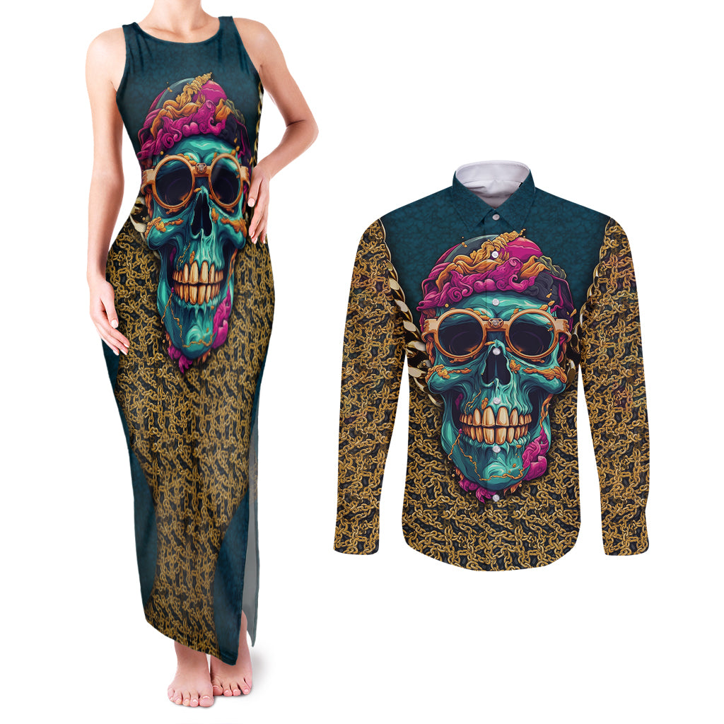 skull-gang-couples-matching-tank-maxi-dress-and-long-sleeve-button-shirts-sic-transit-gloria-mundi