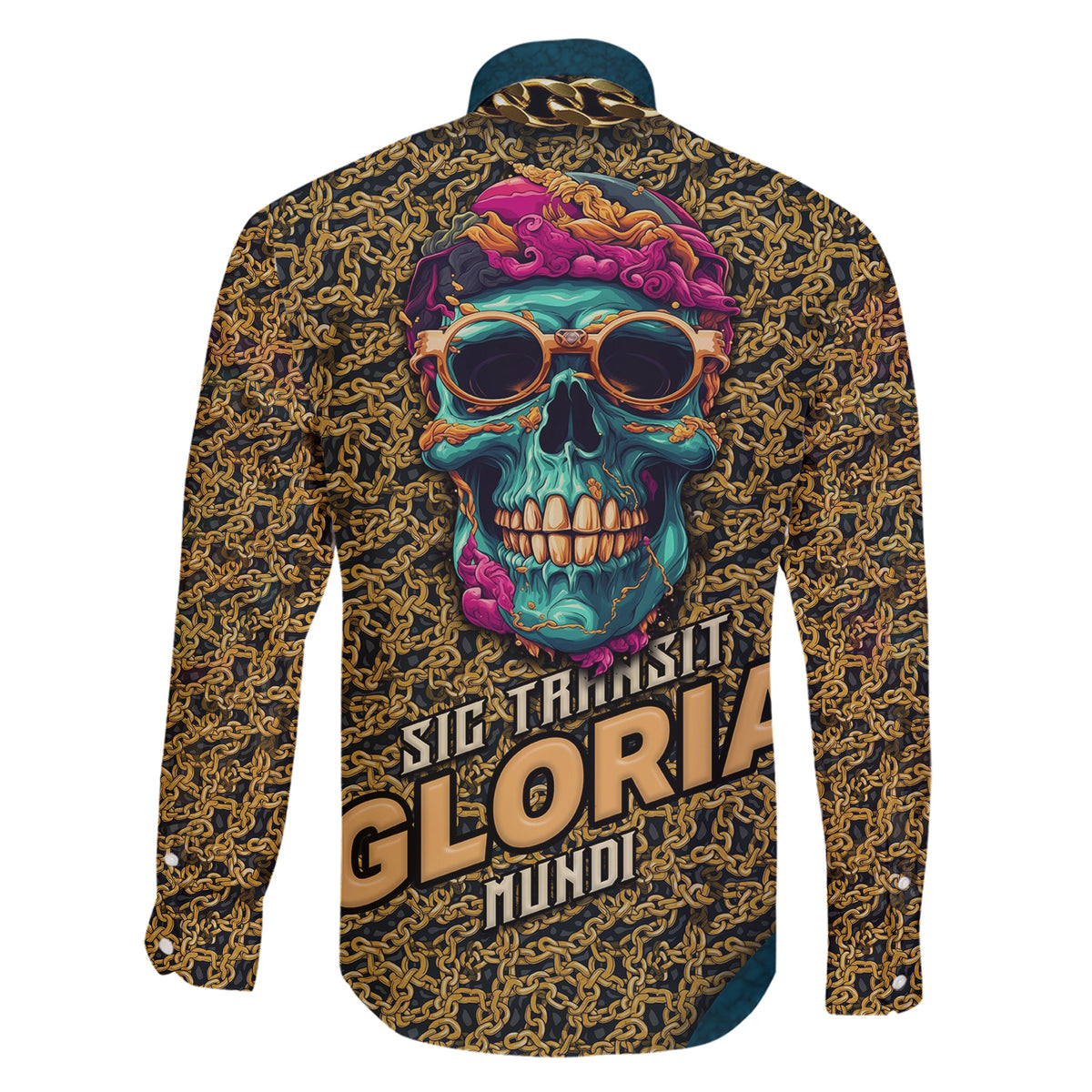 skull-gang-family-matching-short-sleeve-bodycon-dress-and-hawaiian-shirt-sic-transit-gloria-mundi