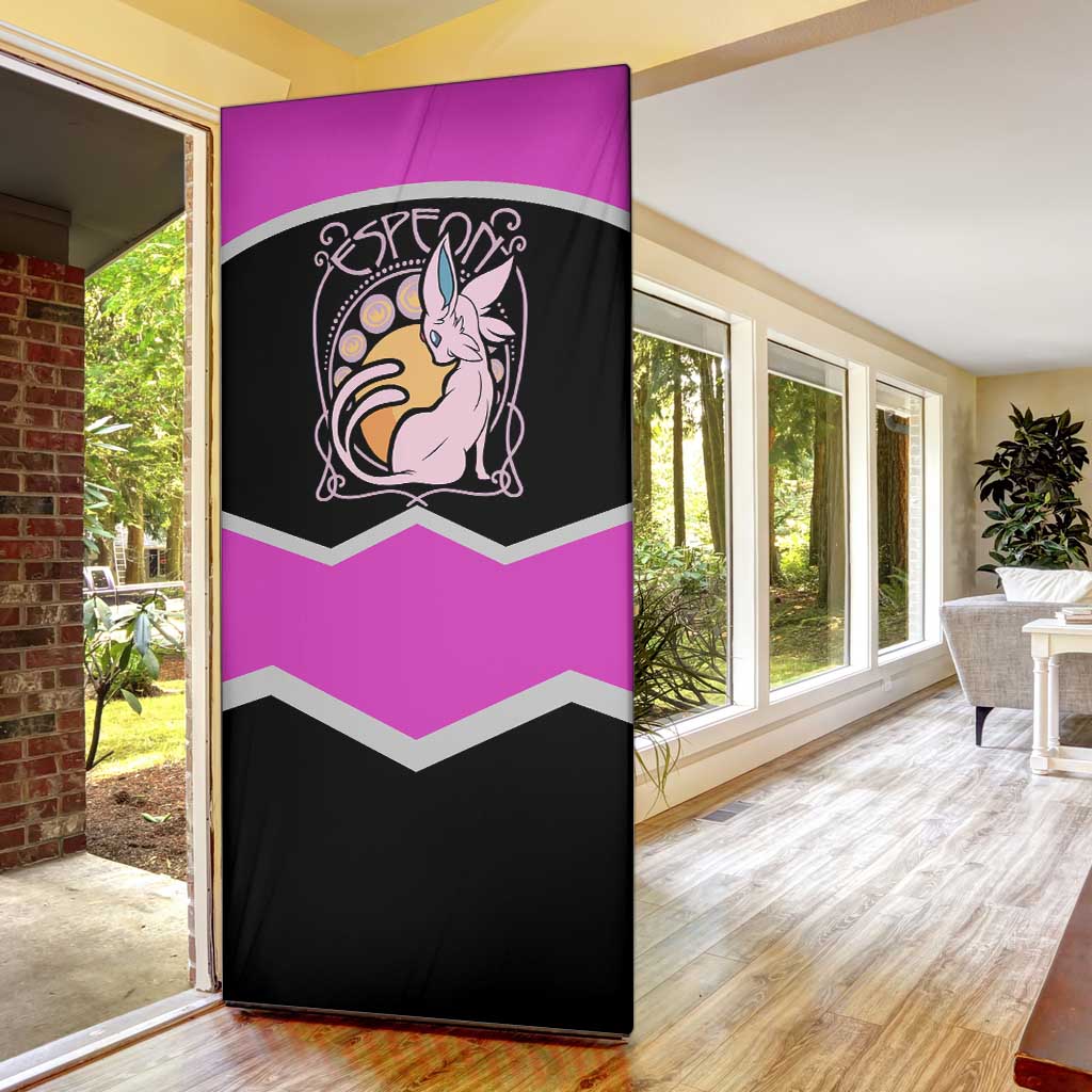 Espeon and Eeveelutions Door Cover with Neon Elemental Designs and Pink Pokémon Theme - The Mazicc