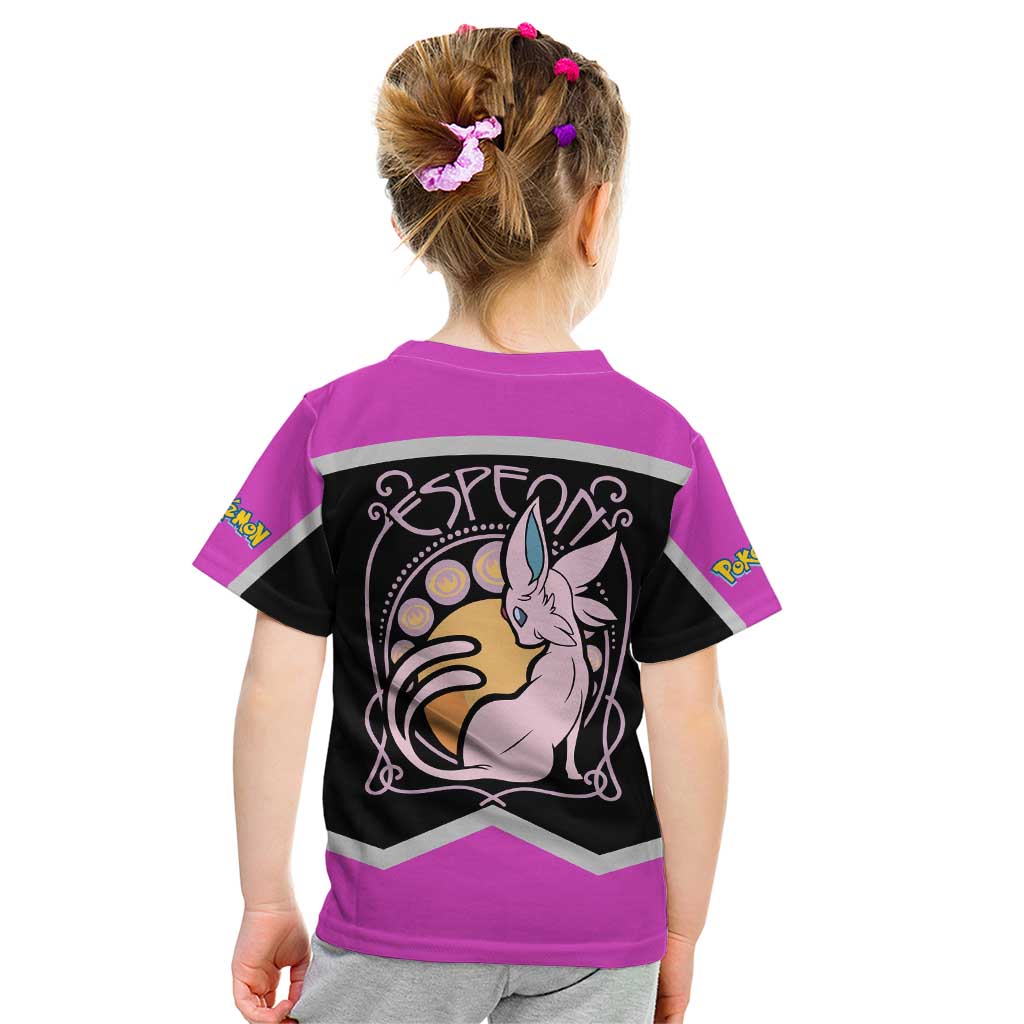 Espeon and Eeveelutions Kid T Shirt with Neon Elemental Designs and Pink Pokémon Theme - The Mazicc