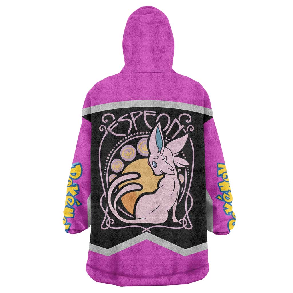 Espeon and Eeveelutions Wearable Blanket Hoodie with Neon Elemental Designs and Pink Pokémon Theme - The Mazicc