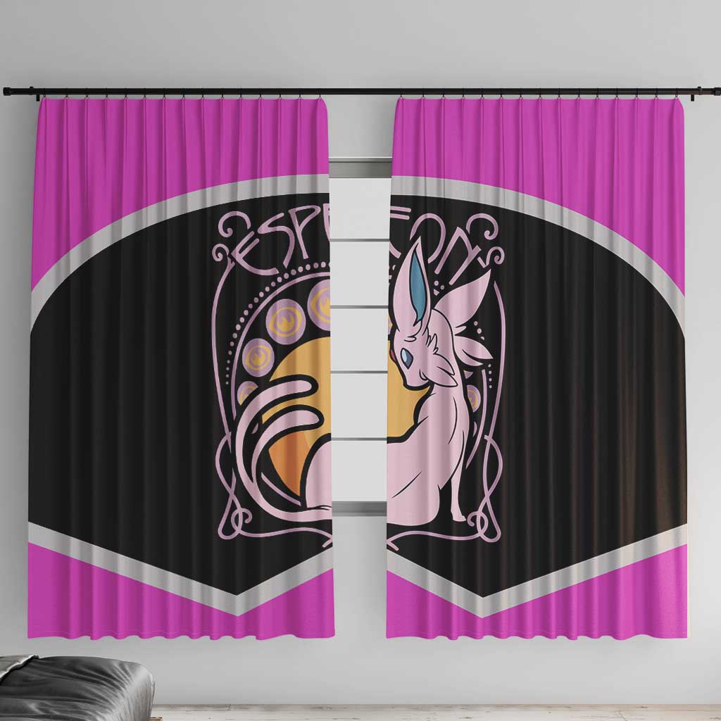 Espeon and Eeveelutions Window Curtain with Neon Elemental Designs and Pink Pokémon Theme - The Mazicc
