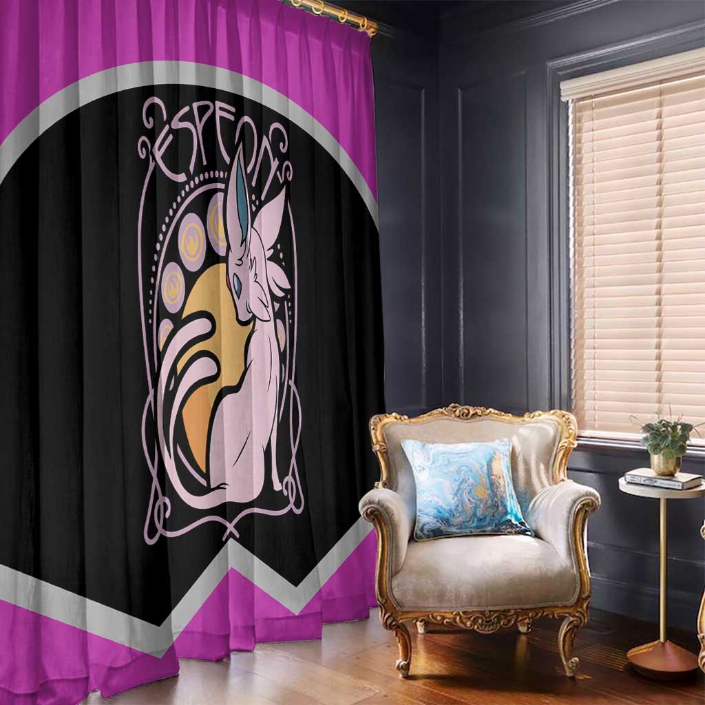 Espeon and Eeveelutions Window Curtain with Neon Elemental Designs and Pink Pokémon Theme - The Mazicc