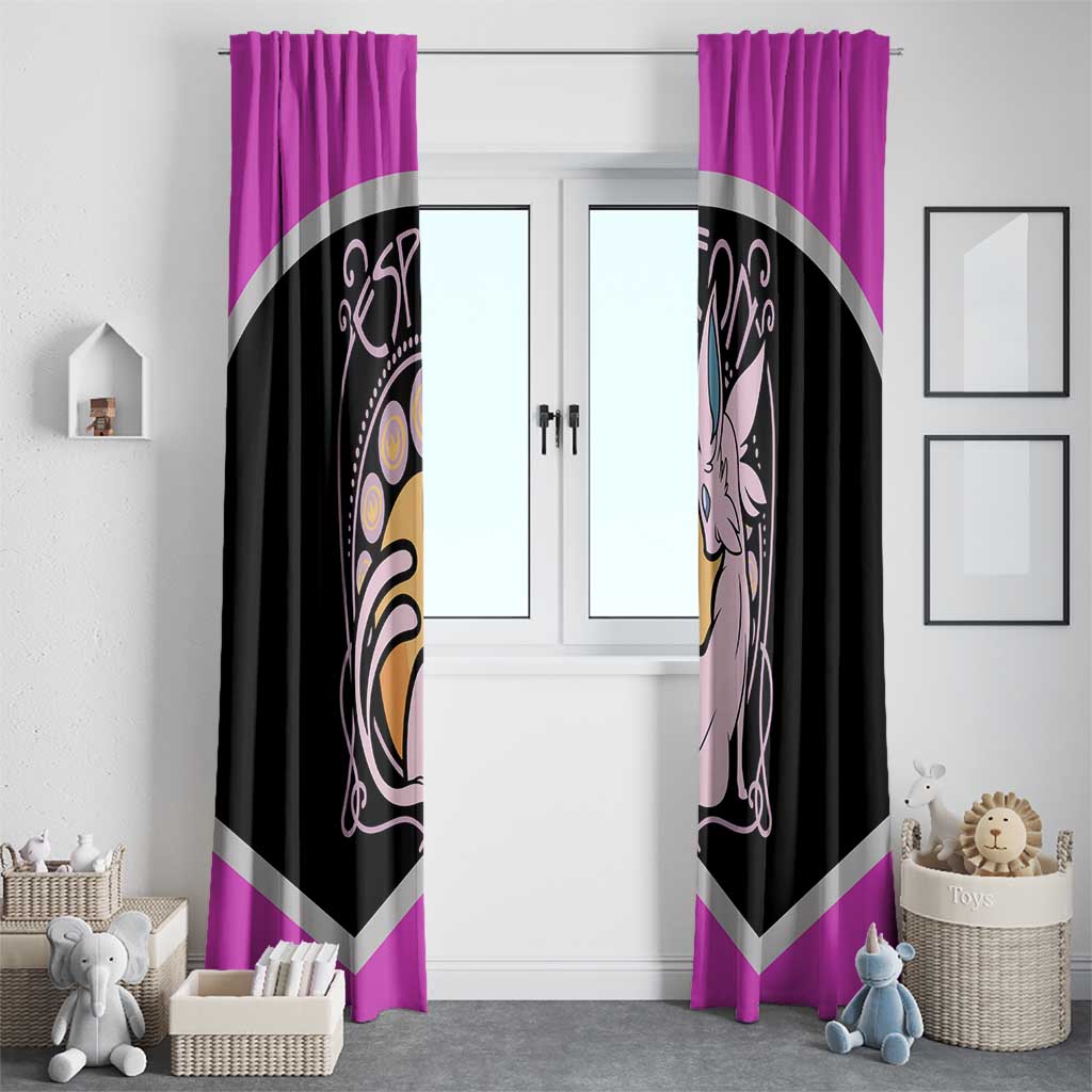 Espeon and Eeveelutions Window Curtain with Neon Elemental Designs and Pink Pokémon Theme - The Mazicc