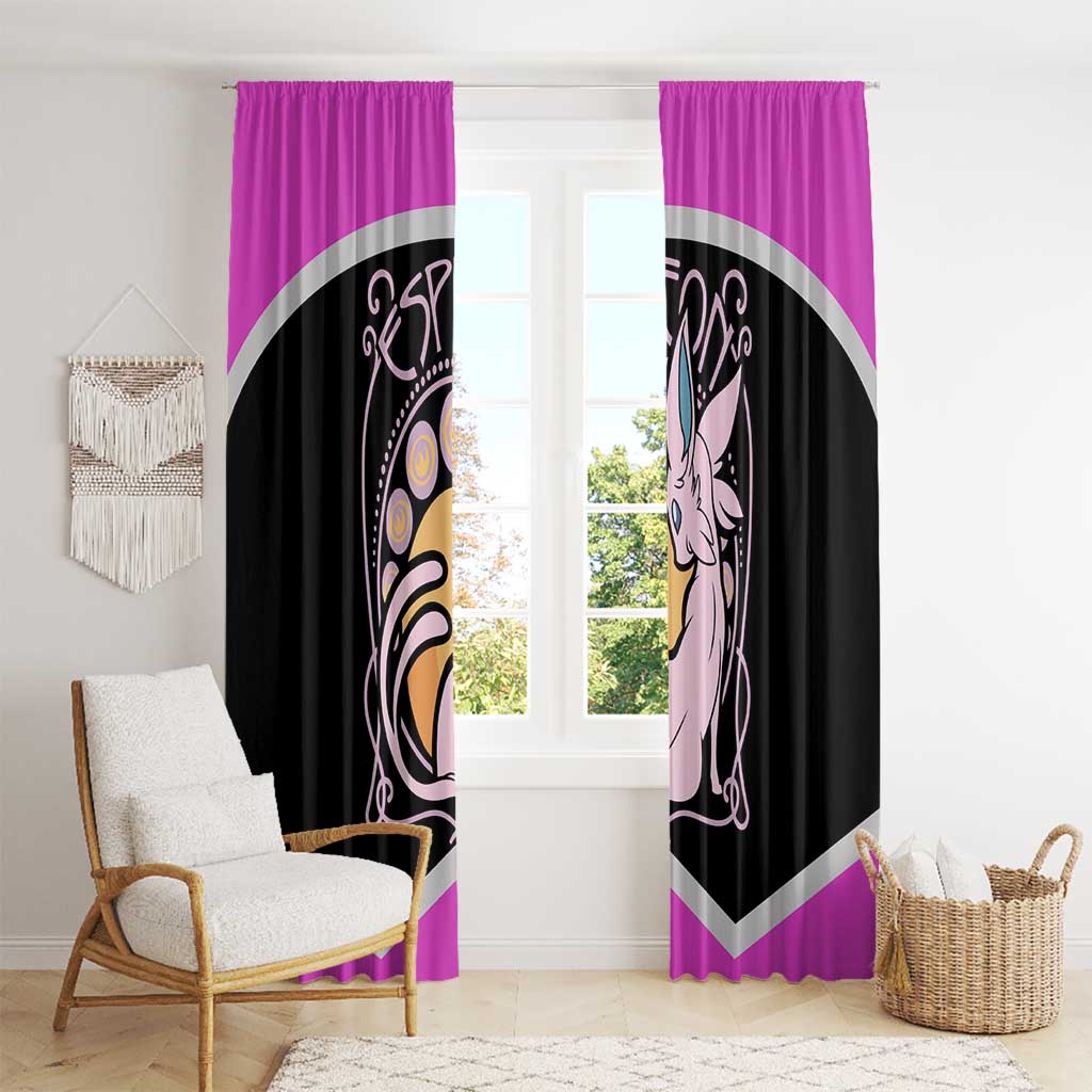 Espeon and Eeveelutions Window Curtain with Neon Elemental Designs and Pink Pokémon Theme - The Mazicc