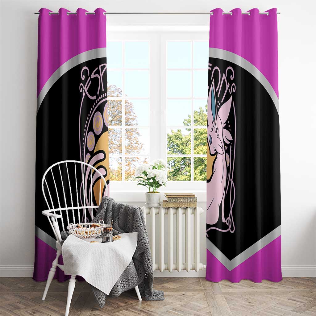 Espeon and Eeveelutions Window Curtain with Neon Elemental Designs and Pink Pokémon Theme - The Mazicc